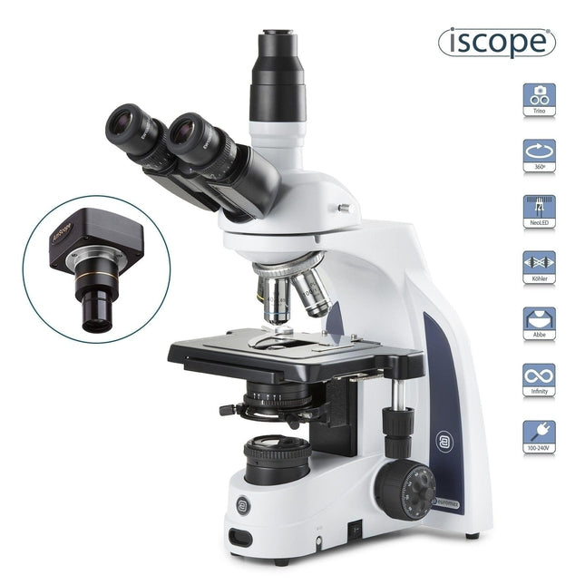 Euromex iScope Series Trinocular Compound Microscope with Plan IOS Objectives