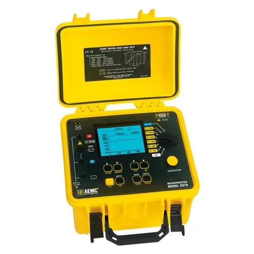 AAEMC 5070 - Medidor de resistencia de aislamiento (megóhmetro) de 5000 V digital/analógico