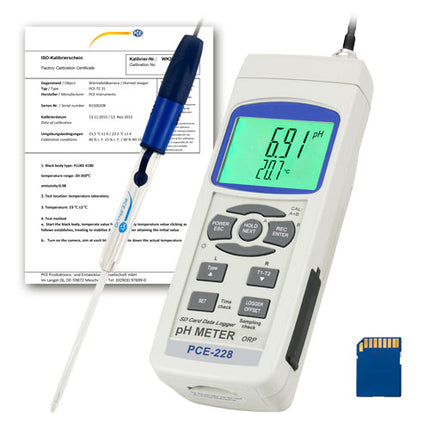 pH-metro PCE-228LIQ-ICA incl. certificado de calibración ISO