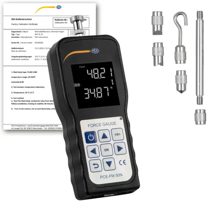Dinamómetro PCE-FM 50N-ICA incl. certificado de calibración ISO