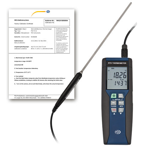 Termómetro PCE-HPT 1-ICA incl. certificado de calibración ISO