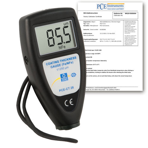 Espesímetro PCE-CT 28-ICA incl. certificado de calibración ISO