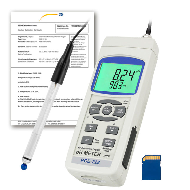 pH-metro PCE-228HTE-ICA incl. certificado de calibración ISO