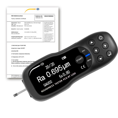 Rugosímetro PCE-RT 1200-ICA incl. certificado de calibración ISO