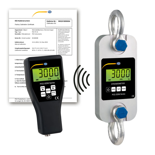 Dinamómetro de tracción PCE-DDM 3-ICA incl. certificado de calibración ISO