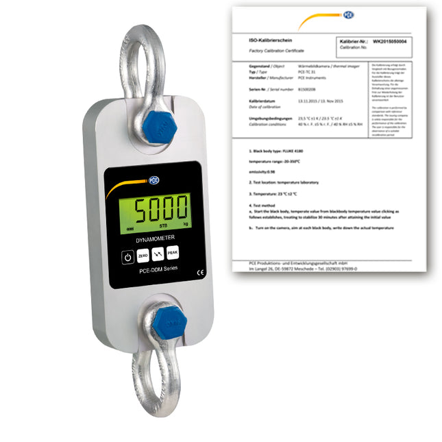 Dinamómetro de tracción PCE-DDM 5WI-ICA incl.certificado de calibración ISO