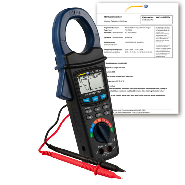 Pinza amperimétrica PCE-GPA 50-ICA incl. certificado de calibración ISO