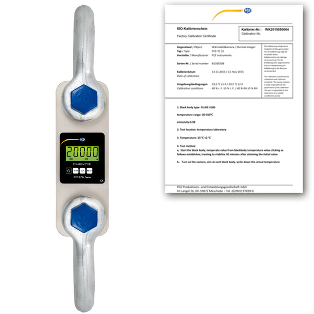 Dinamómetro de tracción PCE-DDM 20WI-ICA incl. certificado de calibración ISO