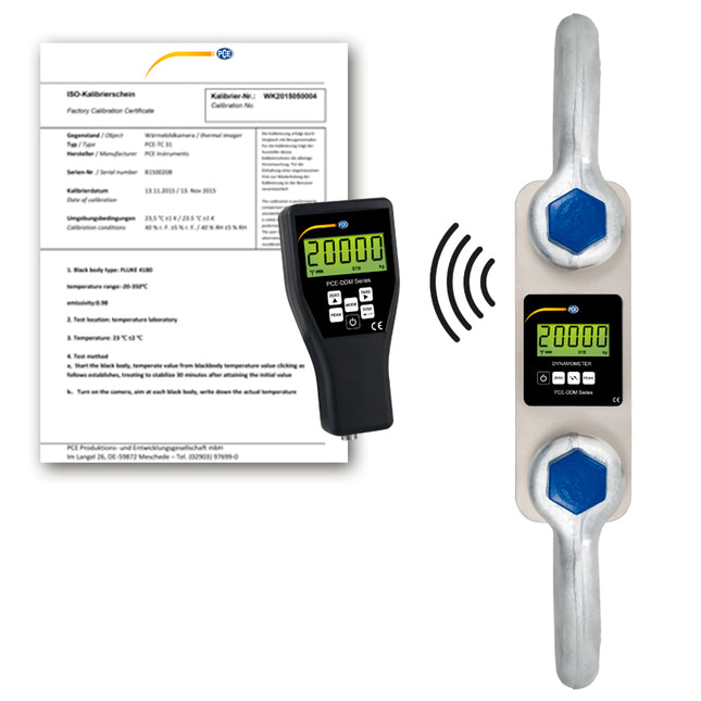 Dinamómetro de tracción PCE-DDM 20-ICA incl. certificado de calibración ISO
