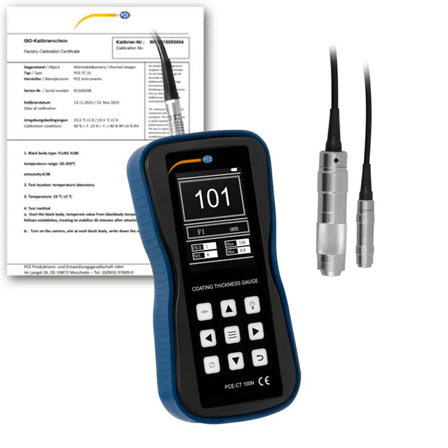 Espesímetro PCE-CT 100N-ICA incl. certificado de calibración ISO