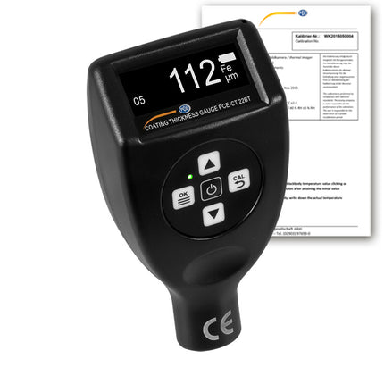 Espesímetro PCE-CT 22BT-ICA incl. certificado de calibración ISO