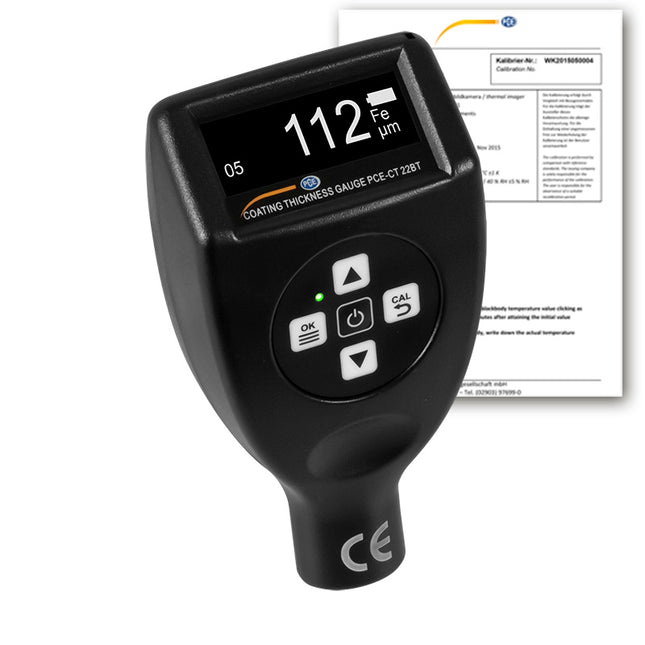 Espesímetro PCE-CT 22BT-ICA incl. certificado de calibración ISO