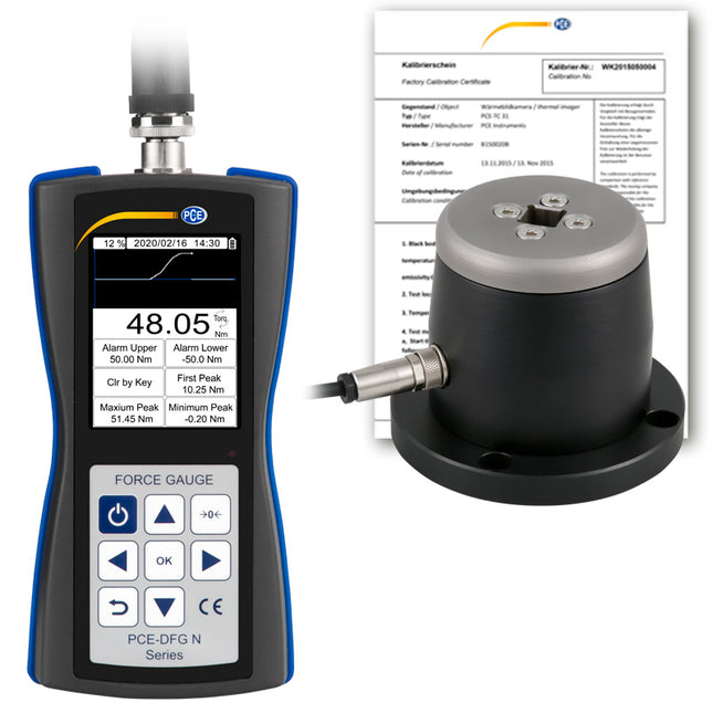 Torquímetro PCE-DFG N 50TW-ICA incl. certificado de calibración ISO