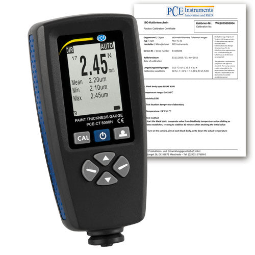 Espesímetro PCE-CT 5000H-ICA incl. certificado de calibración ISO