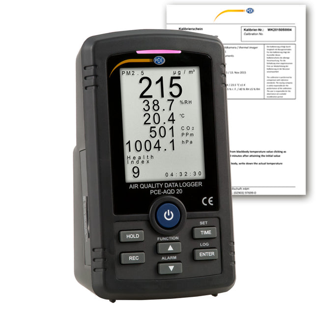 Contador de partículas PCE-AQD 20-ICA incl. certificado de calibración ISO