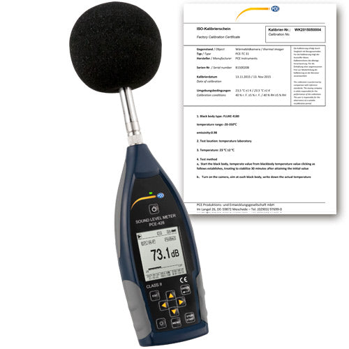 Sonómetro PCE-428-ICA incl. certificado de calibración ISO