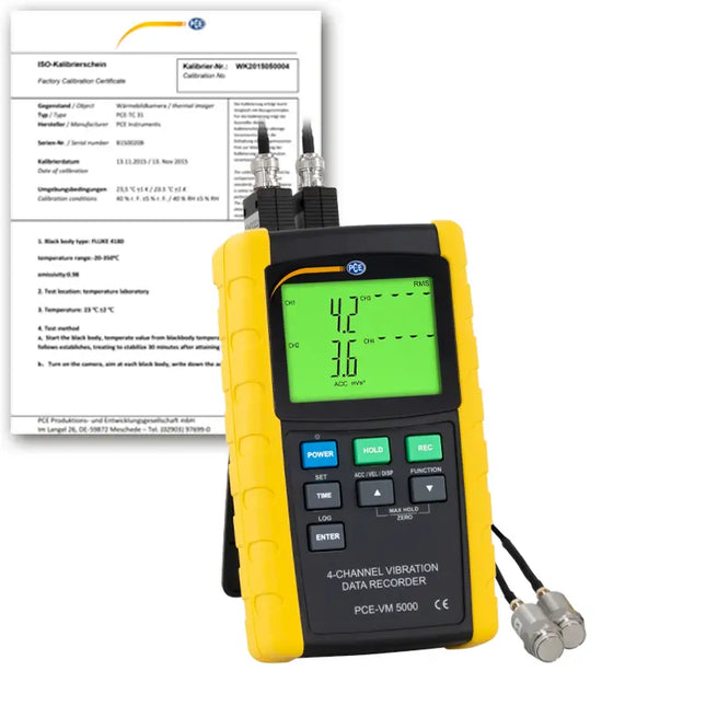 Vibrómetro PCE-VM 5000-ICA incl. certificado de calibración ISO