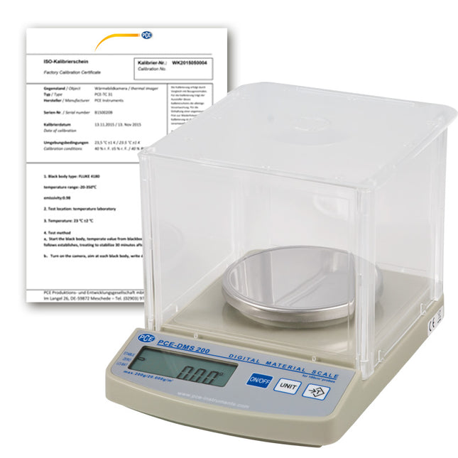 Balanza de laboratorio PCE-DMS 200-ICA incl. certificado de calibración ISO
