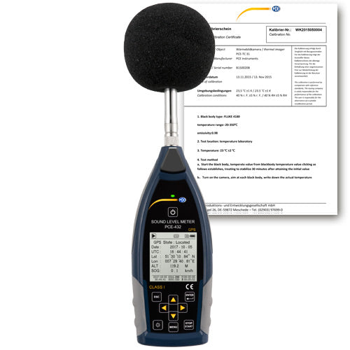Sonómetro PCE-432-ICA incl. certificado de calibración ISO