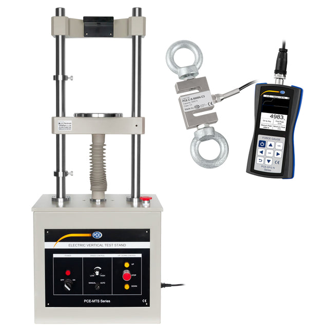 Dinamómetro PCE-MTS500-DFG N 5K-KIT incl. máquina de ensayo