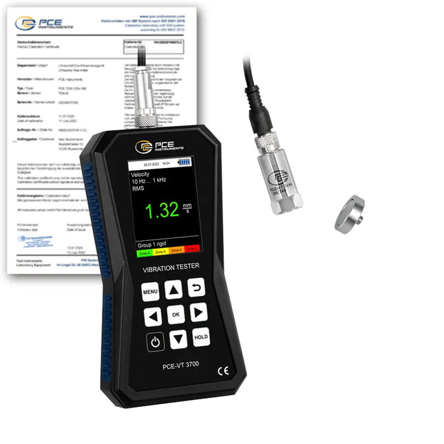 Vibrómetro PCE-VT 3700-ICA incl. certificado de calibración ISO