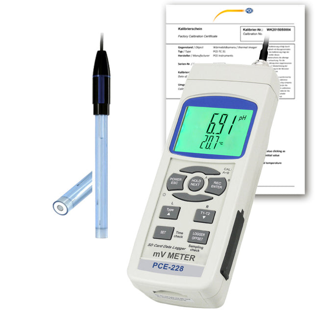 pH-metro PCE-228SF-ICA incl. certificado de calibración ISO