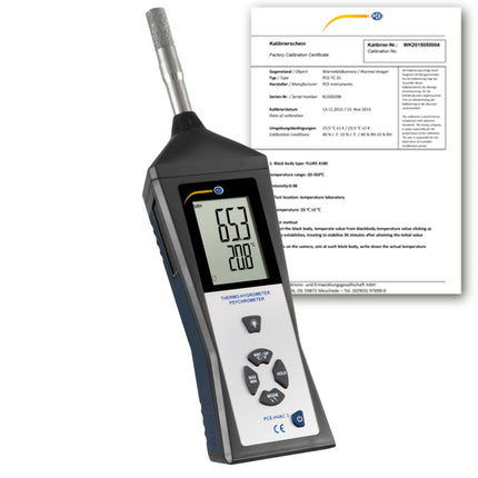 Termohigrómetro PCE-HVAC 3S incl. certificado de calibración ISO