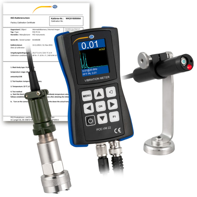 Vibrómetro PCE-VM 22-ICA incl. certificado de calibración ISO