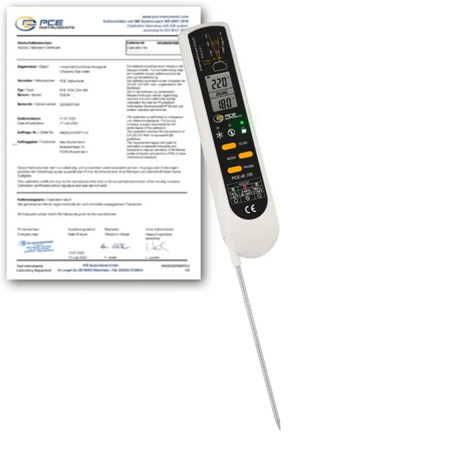 Termómetro para alimentos PCE-IR 100-ICA incl. certificado de calibración ISO