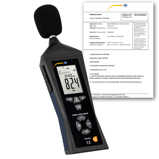 Sonómetro Bluetooth PCE-323-ICA incl. certificado de calibración ISO