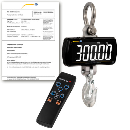 Balanza colgante PCE-CS 300LD-ICA incl. certificado calibración ISO