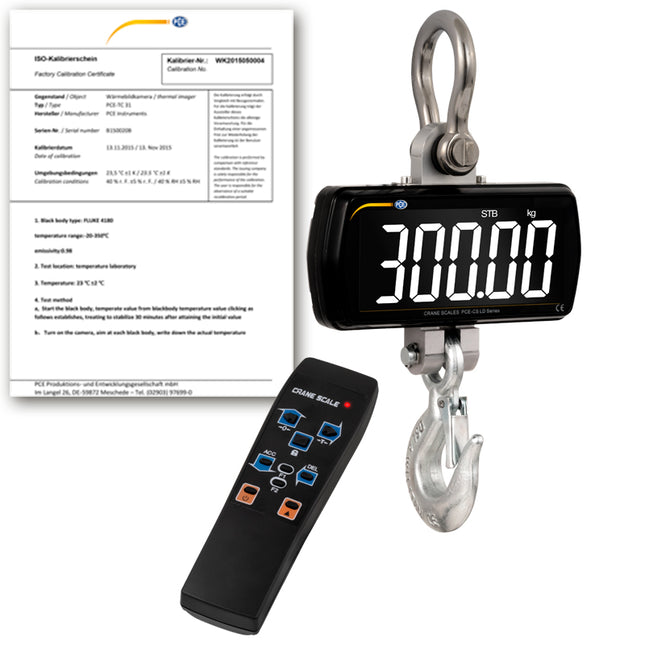 Balanza colgante PCE-CS 300LD-ICA incl. certificado calibración ISO