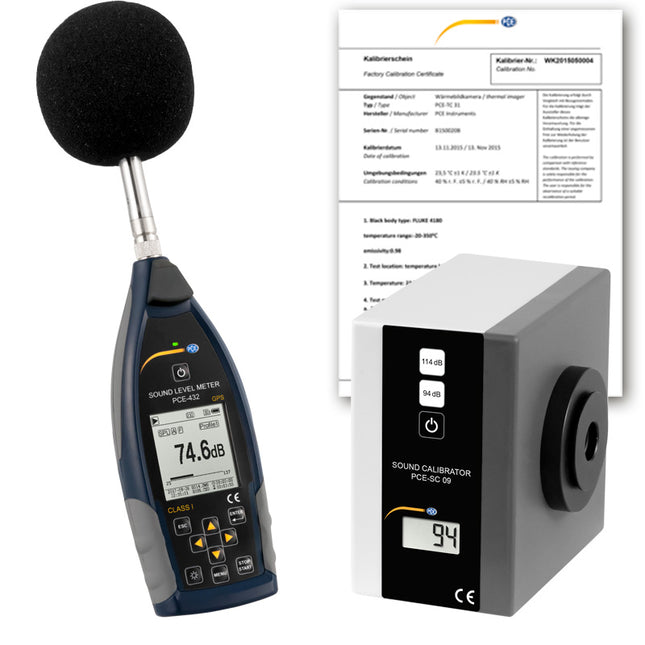 Sonómetro PCE-432-SC 09-ICA incl. certificado de calibración ISO