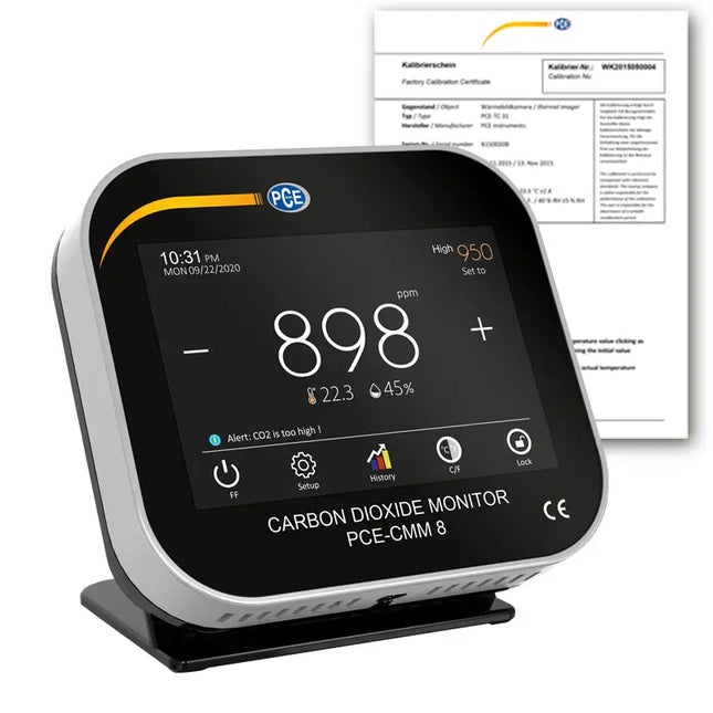 Medidor de CO2 PCE-CMM 8-ICA incl. certificado de calibración ISO