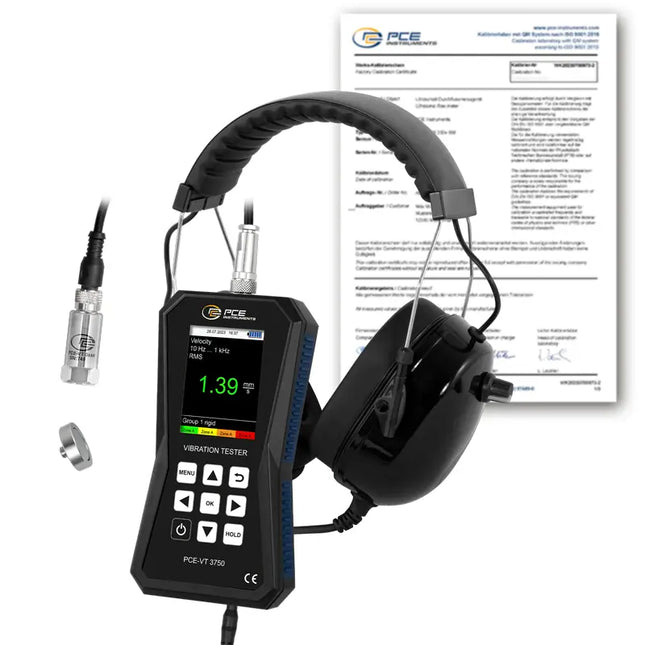 Medidor de vibraciones PCE-VT 3750-ICA incl. certificado de calibración ISO