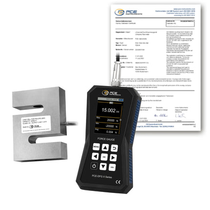 Medidor de fuerza con célula externa hasta 20000 N y pantalla gráfica PCE-DFG 20K X