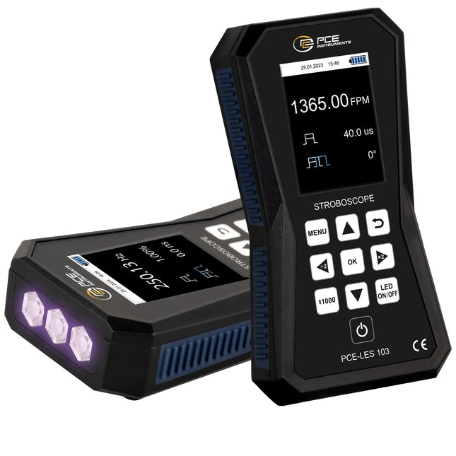 Estroboscopio UV con 3 LED alta potencia, intensidad destello 202 µW/cm2 PCE-LES 103UV-365