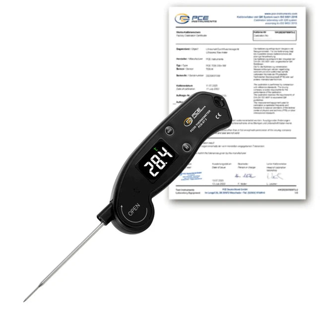 Termómetro para alimentos PCE-ST 2-ICA incl. certificado de calibración ISO