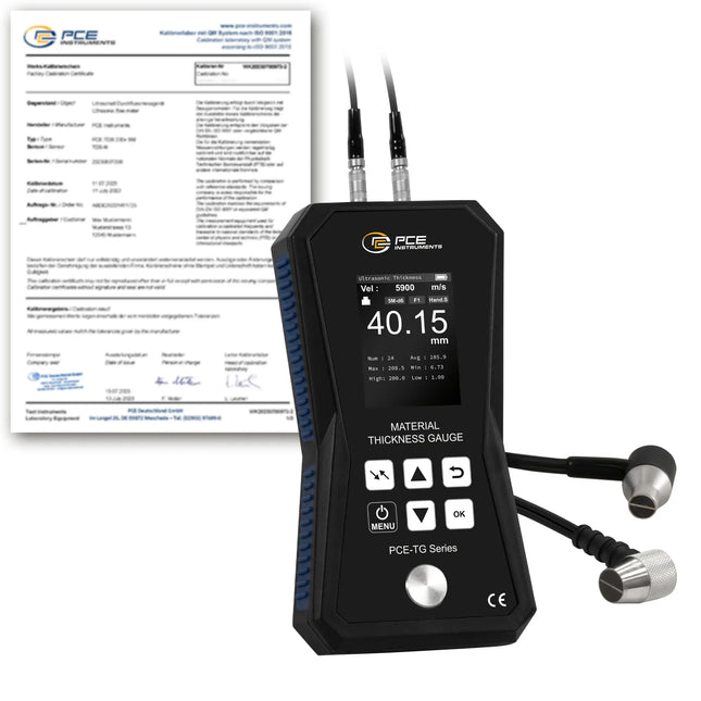 Medidor de espesor PCE-TG 150A-ICA incl. certificado calibración ISO