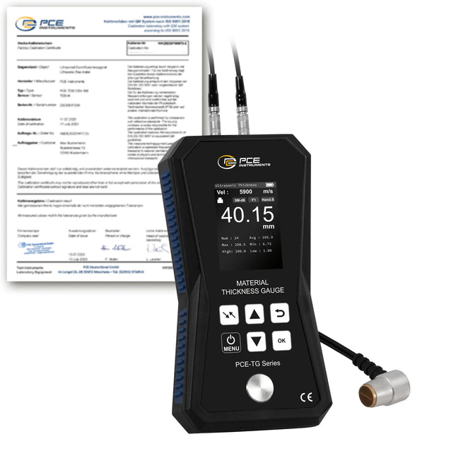 Medidor de espesor PCE-TG 150A F25-ICA incl. certificado de calibración ISO