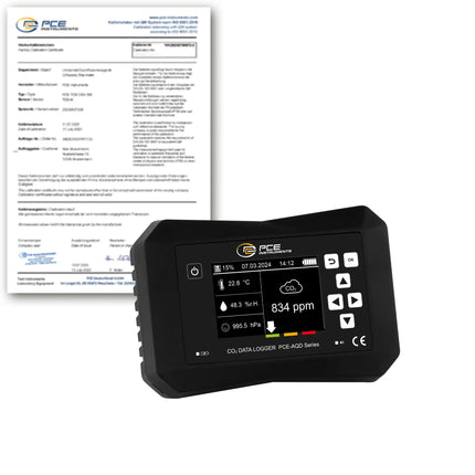 Medidor de CO2 PCE-AQD 50A-ICA incl. certificado de calibración ISO