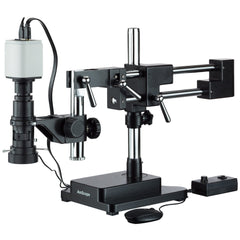 Industrial Inspection Zoom Monocular Microscope with Double Arm Stand and 1080p HDMI Camera