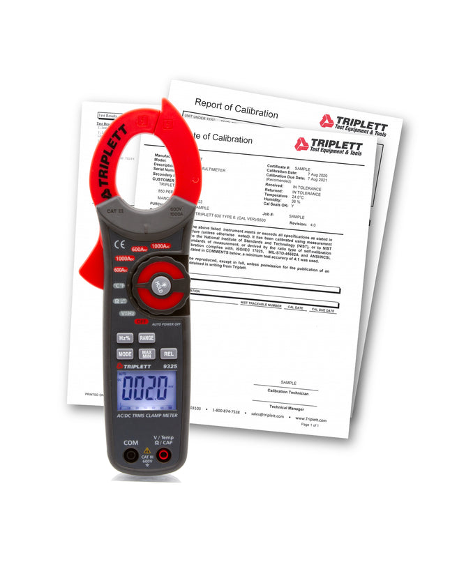 Pinza amperimétrica CA/CC 9325 con certificado de trazabilidad según N.I.S.T.