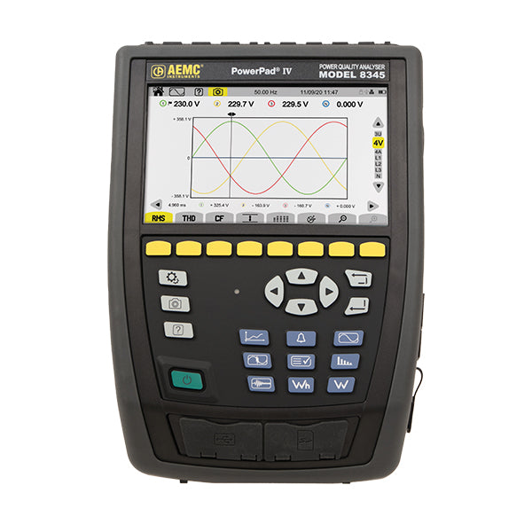8345 - Analizador trifásico de calidad de la energía Clase A, PowerPad IV, marca AEMC