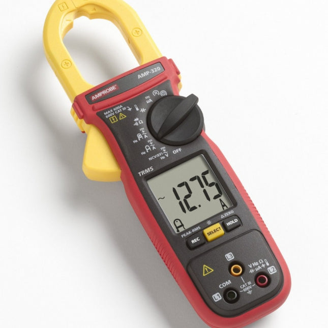 Pinza Amprobe 600A con Medición de Rotación de Fases y Temperatura