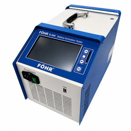 Regenerador/activador de carga y descarga de baterías de plomo-ácido FÖHR S-300 de 2V, 6V y 12V para baterías de almacenamiento.