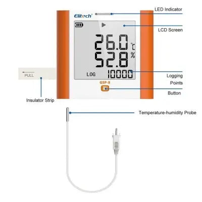 Datalogger de Temperatura y Humedad GSP-8 con Pantalla LCD