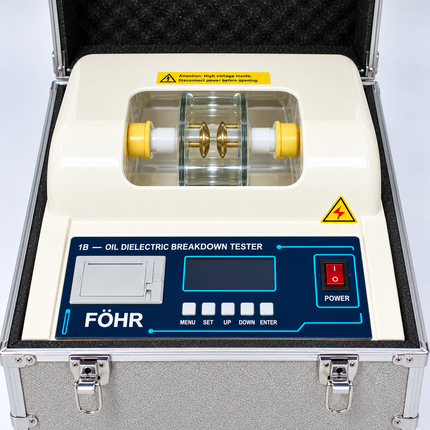 Probador de aceite dieléctrico FÖHR-1B para transformadores con rango de tensión de 0 a 100 kV