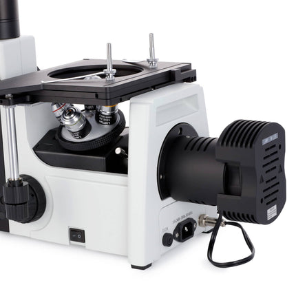 AmScope ME1200 Series Inverted Plan Optics Metallurgical Trinocular Compound Microscope with Optional Digital Camera