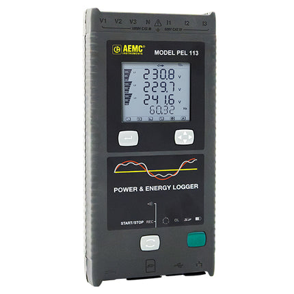 AEMC PEL 113 - Registrador de potencia y energía (con LCD, con 3 sondas MA193-10-BK)